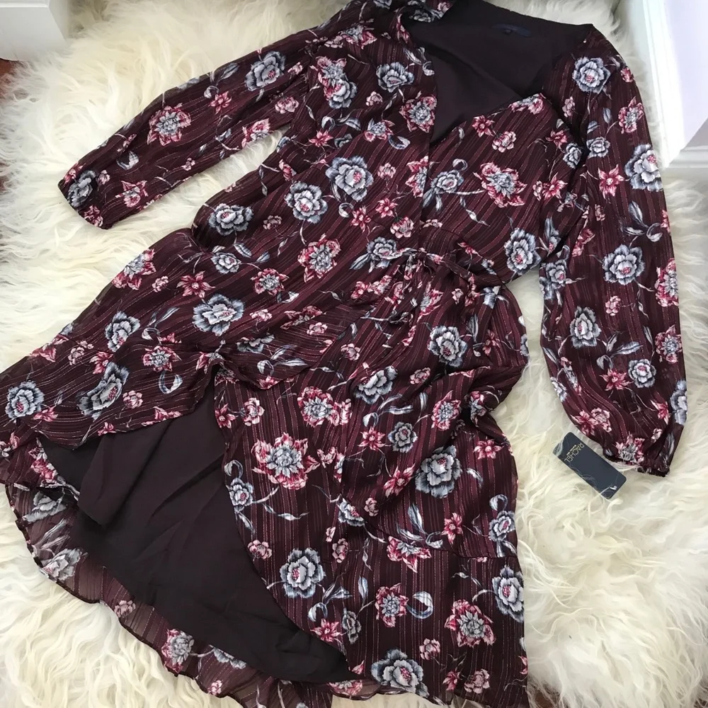 Rachel Rachel Roy Caron Metallic Floral Wrap Dress - Picture 7 of 7